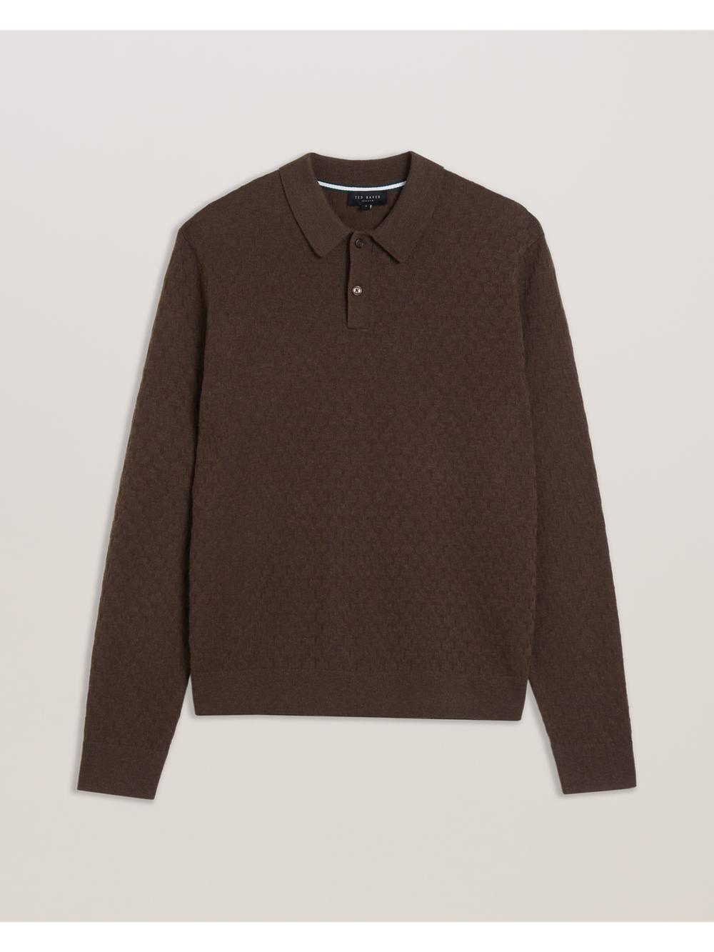 Men Ted Baker MORAR - Long Sleeve T Stitch Knitted Jumpers Dk-Brown | XBNK30675