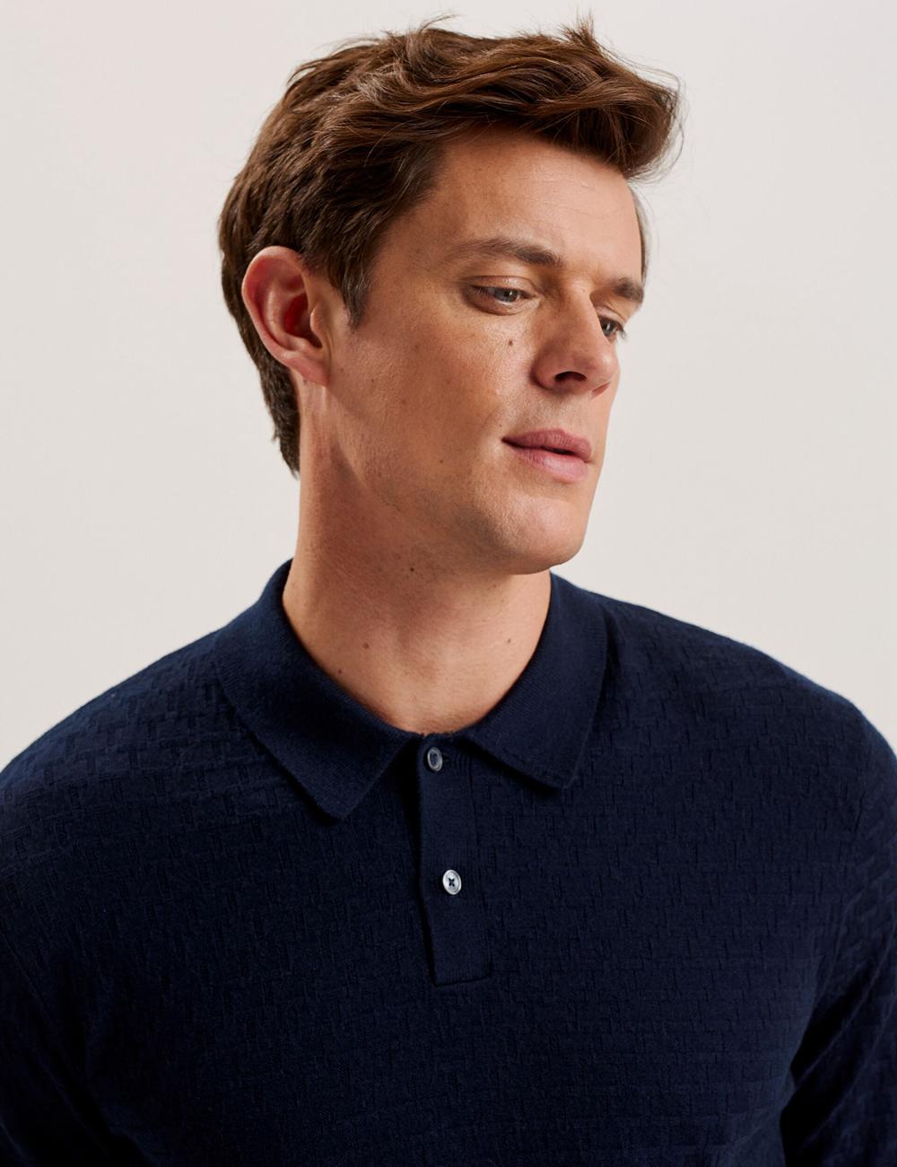 Men Ted Baker MORAR - T Knit Long Sleeve Top Jumpers Navy | JXHW40539