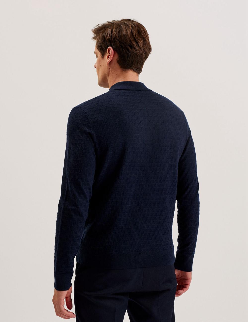 Men Ted Baker MORAR - T Knit Long Sleeve Top Jumpers Navy | JXHW40539