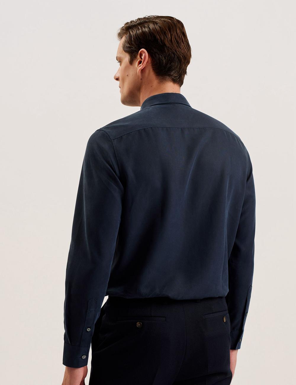 Men Ted Baker NESSMEN - Embroidered Detail Relaxed Fit Casual Shirts Navy | VLNC90718