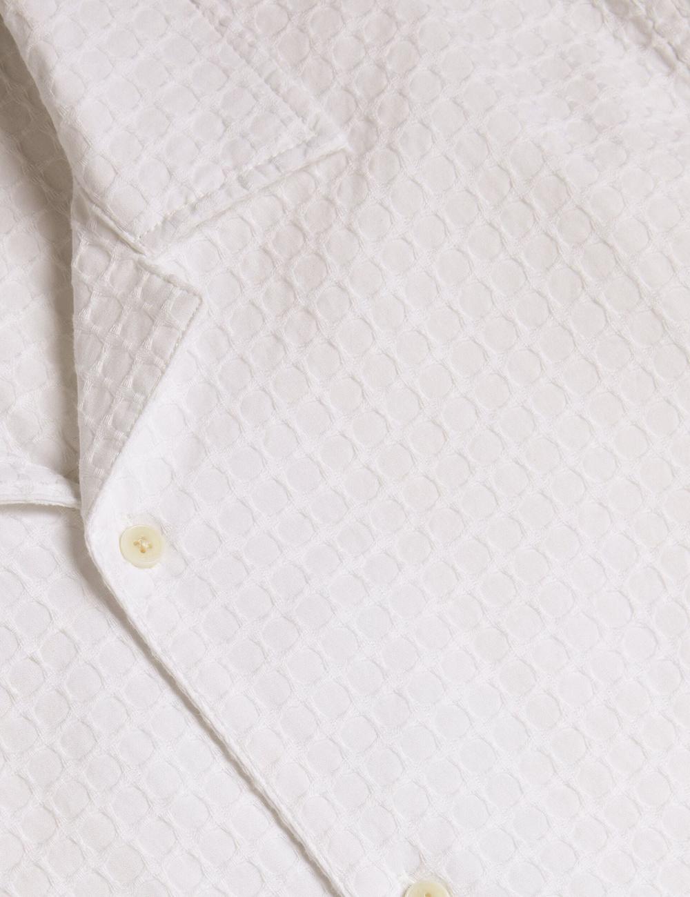 Men Ted Baker OISE - Textured Grid Cotton Short Sleeve Casual Shirts White | CSLD90537