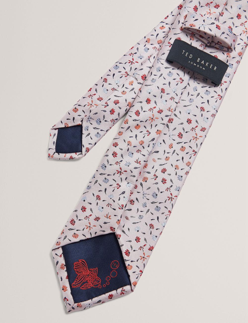 Men Ted Baker ORSEA - Ditsy Petal Print Woven Silk Ties Pink | JOLT42906