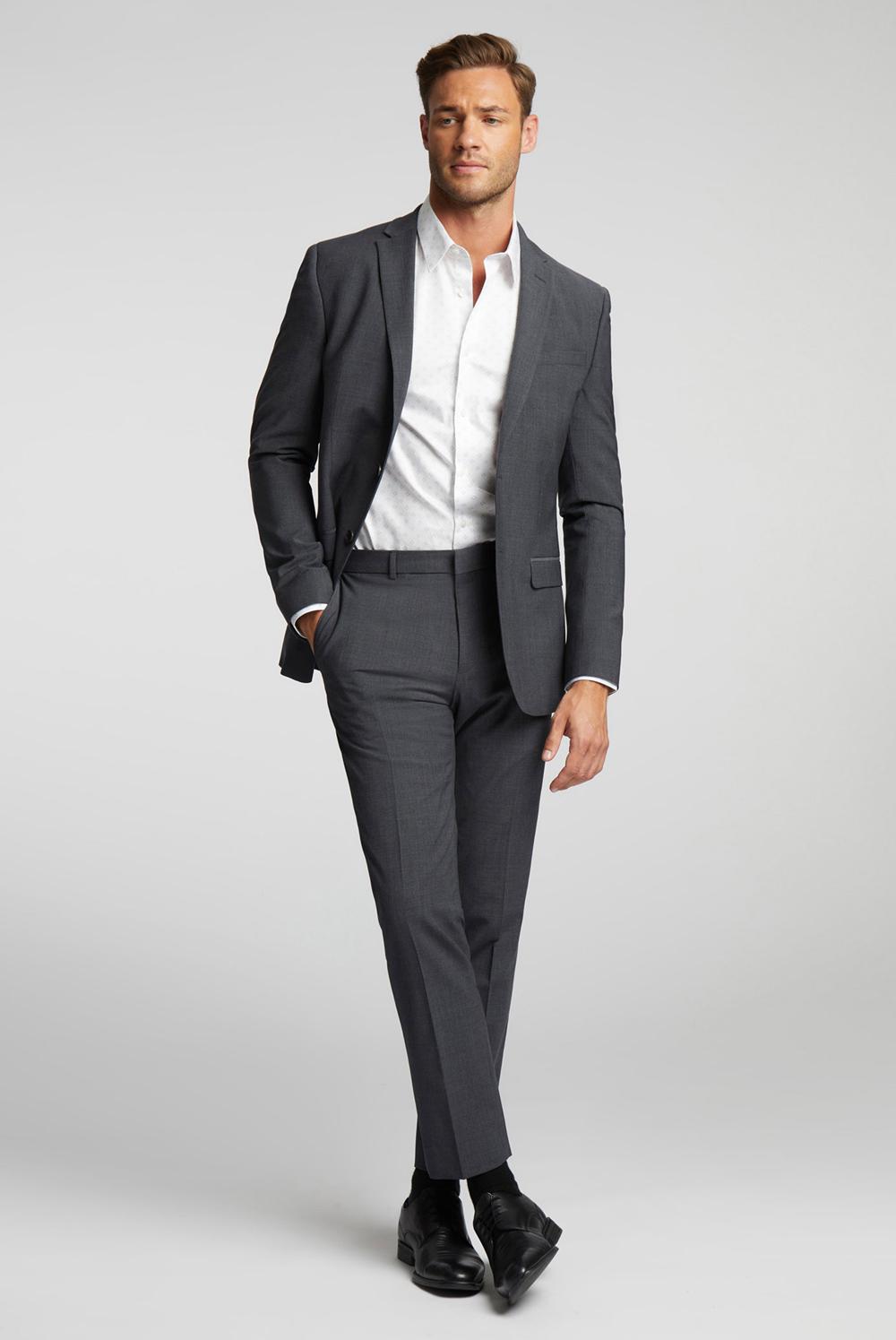 Men Ted Baker PANAMA - Wool Blend Slim Fit Suit Trousers Charcoal | SZKA48279
