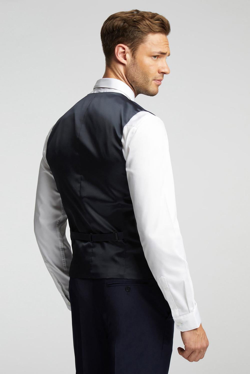 Men Ted Baker PANAMA - Wool Blend Slim Fit Suit Waistcoat Navy | QPIX85946