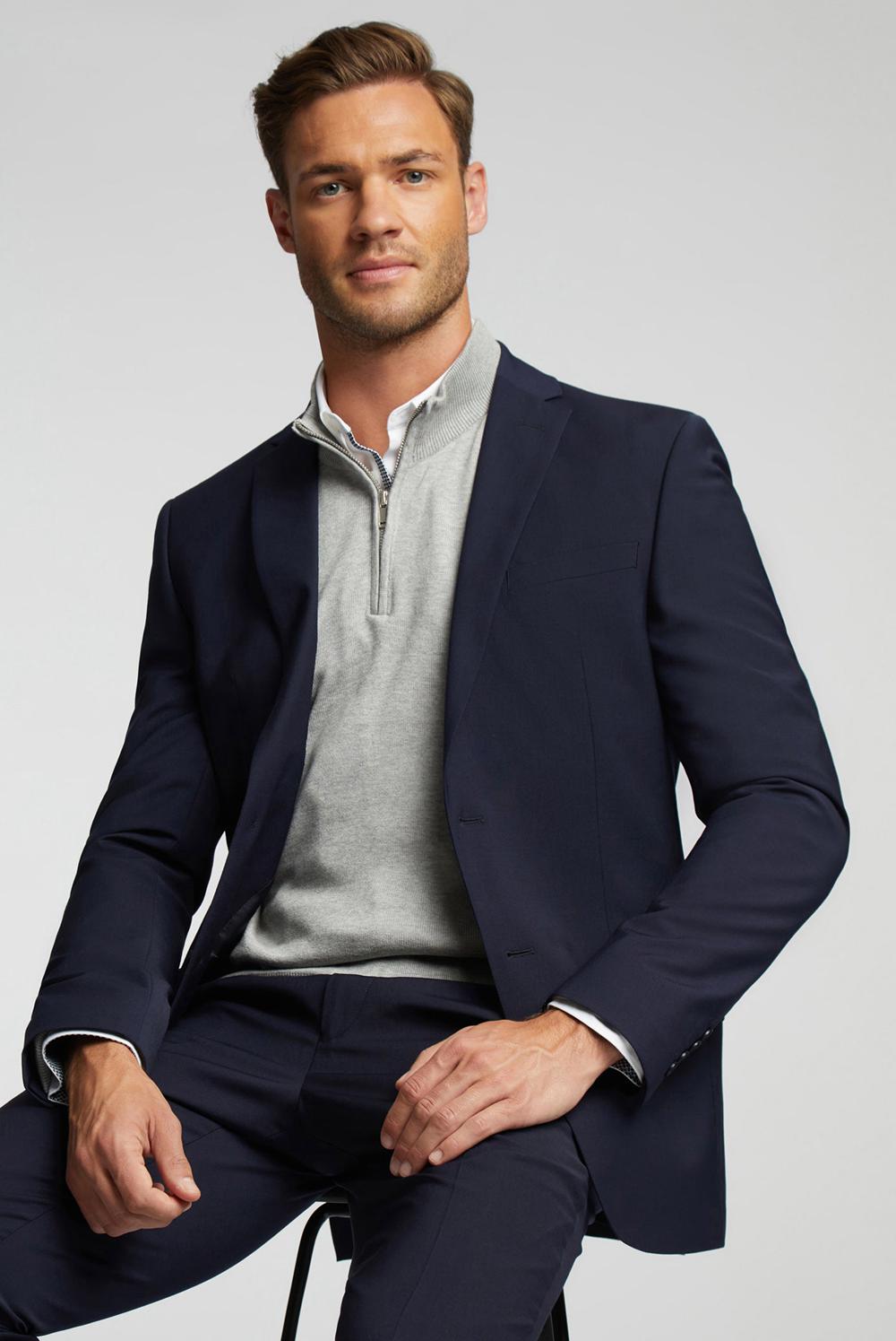 Men Ted Baker PANAMA - Wool Blend Slim Fit Suit Jackets Navy | RVCT07586