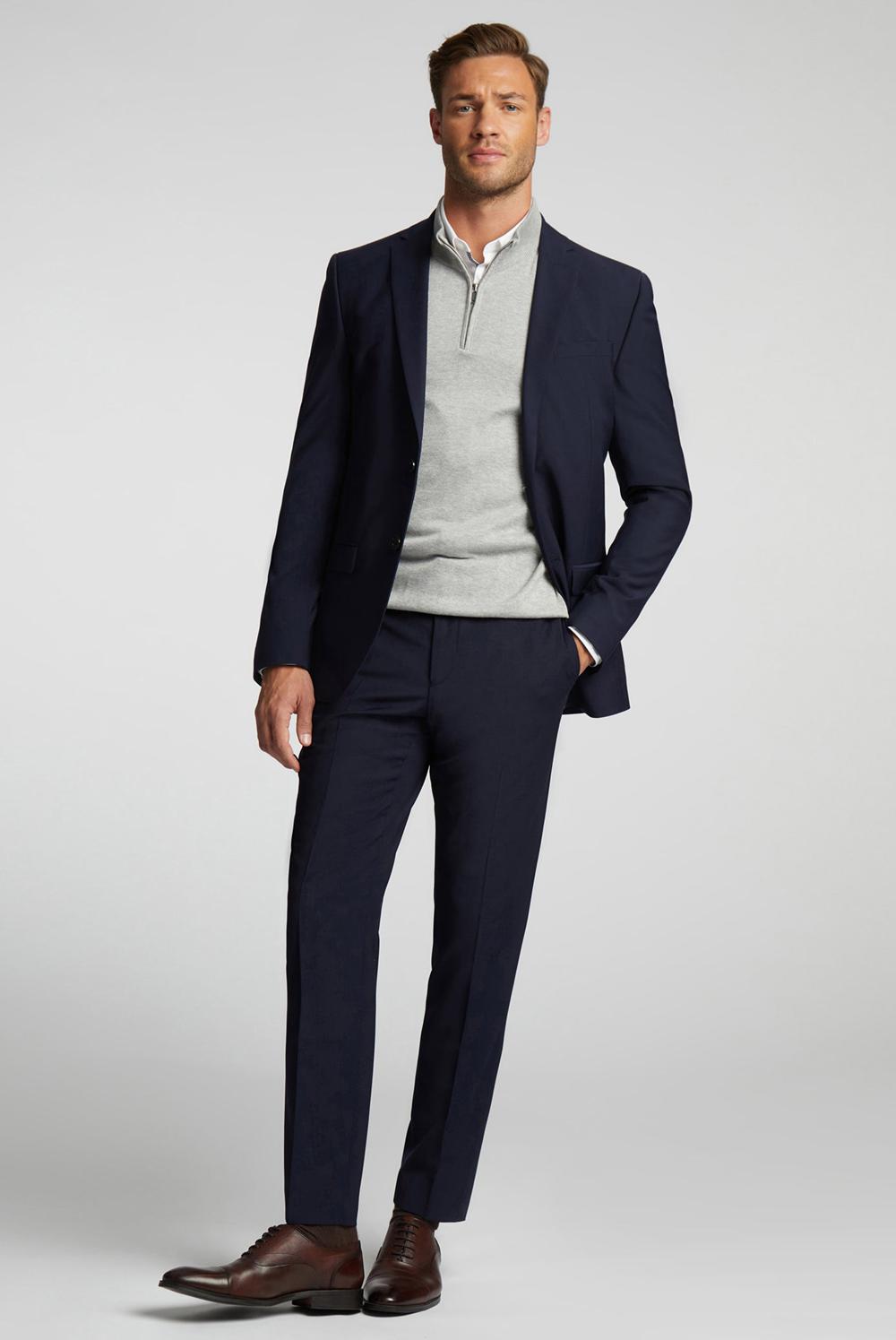 Men Ted Baker PANAMA - Wool Blend Slim Fit Suit Jackets Navy | RVCT07586