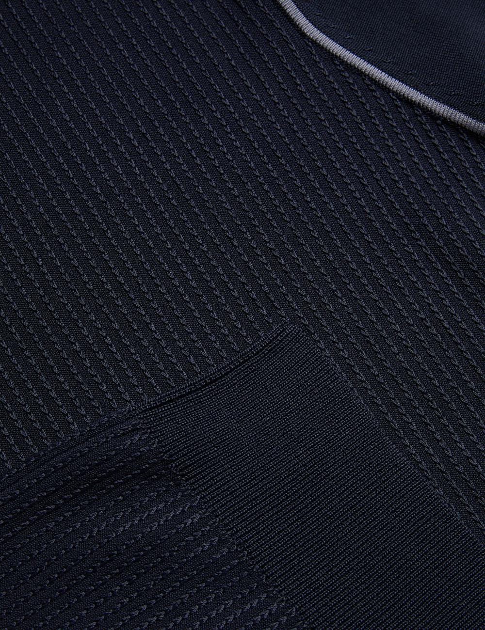 Men Ted Baker PAXTO - Textured Zip With Striped Collar Polos Shirts Navy | ZDLG78312
