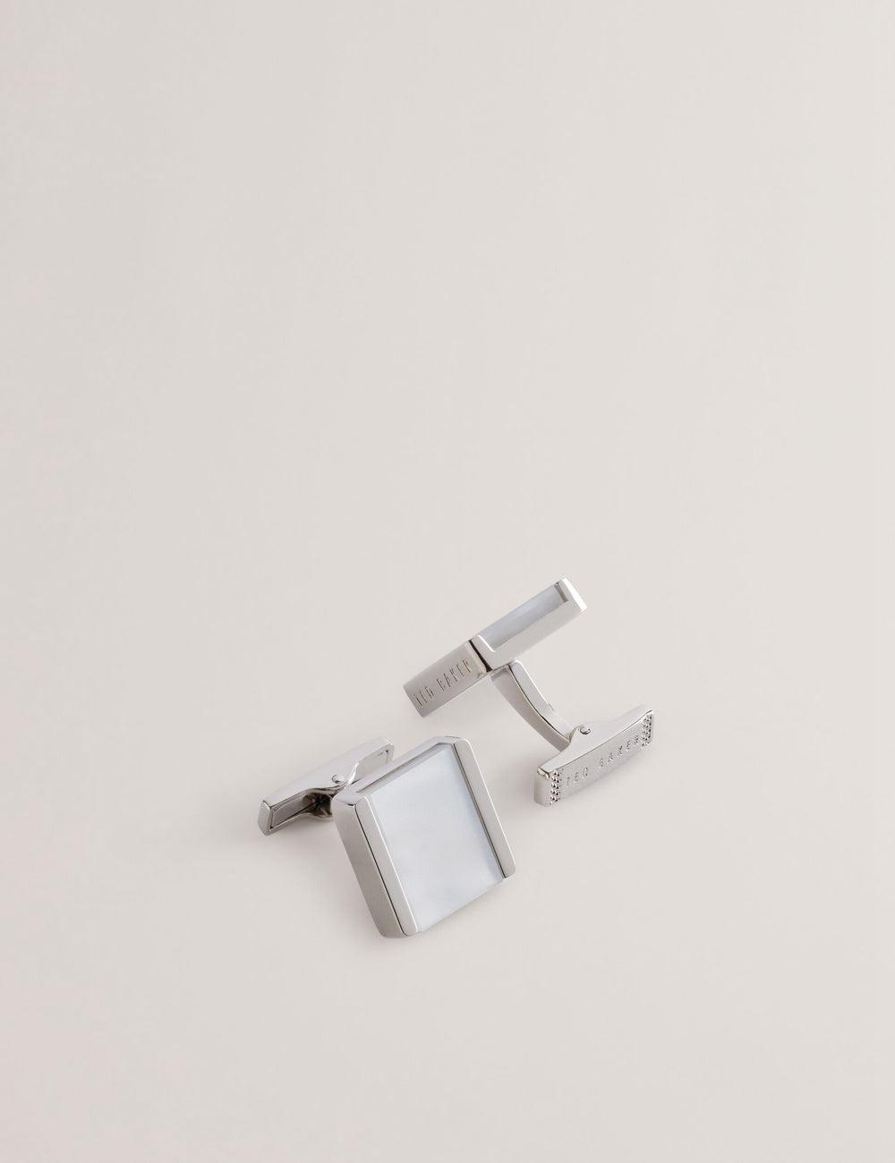 Men Ted Baker PAYDEN - Pearlescent Stone Square Cufflinks Silver | USIZ31287
