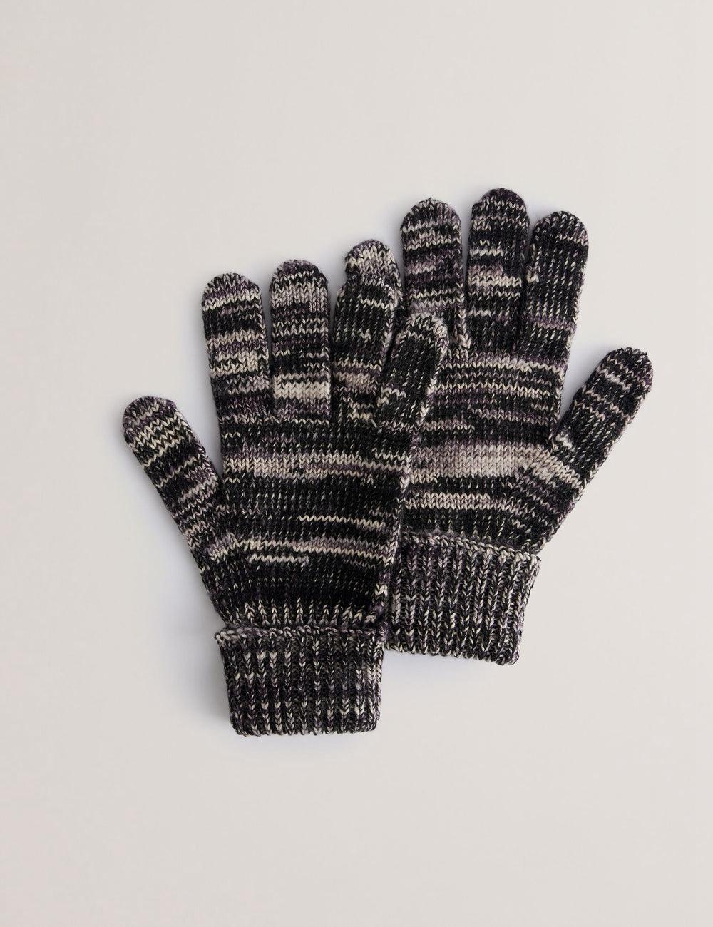 Men Ted Baker PERCIYS - Marl Knit Ribbed Cuff Gloves Grey | TMCA68351