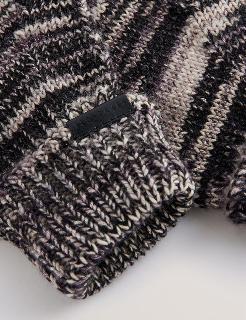 Men Ted Baker PERCIYS - Marl Knit Ribbed Cuff Gloves Grey | TMCA68351