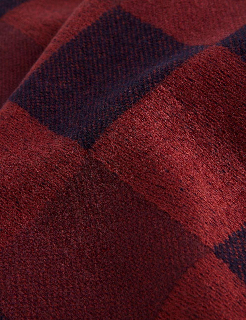 Men Ted Baker PETERRR - Block Check With Fringe Trim Woven Scarves Oxblood | CNEZ12376