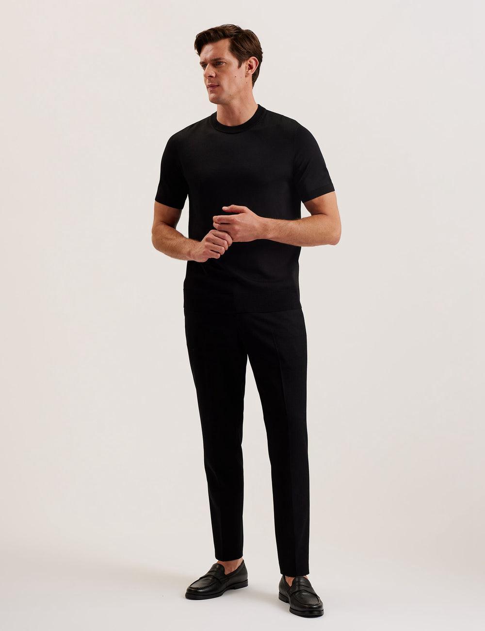Men Ted Baker REYON - Rayon Crew Neck Short Sleeve T-Shirts Black | LIUE17568