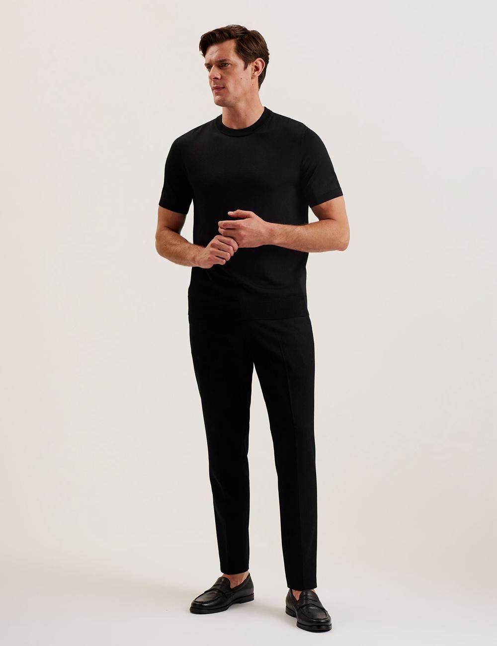 Men Ted Baker REYON - Rayon Crew Neck Short Sleeve T-Shirts Black | LIUE17568