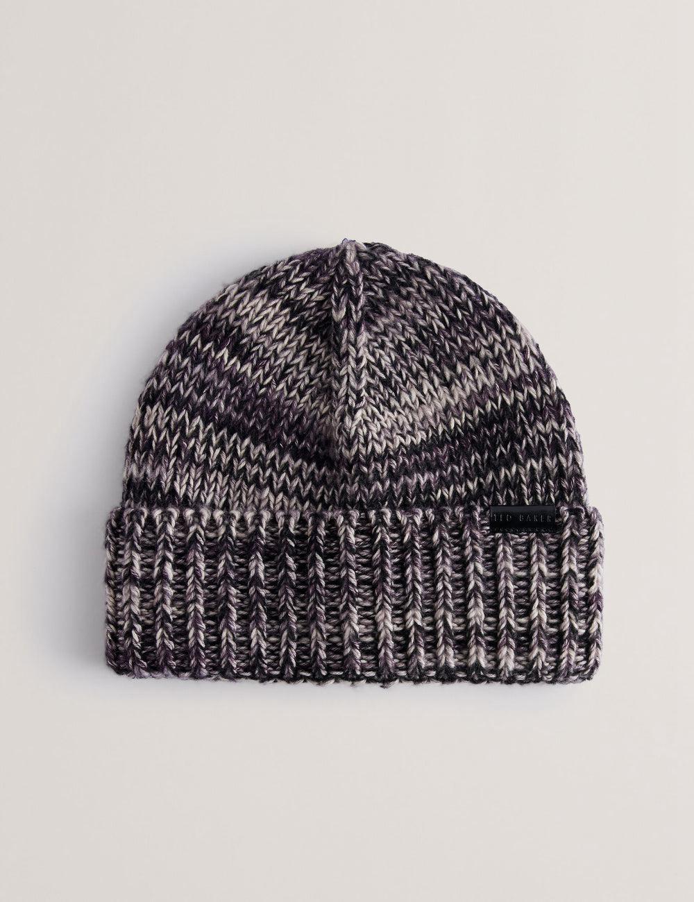 Men Ted Baker RICHIIS - Marl Knit Turn Up Beanie Hats Grey | ZMLY58761
