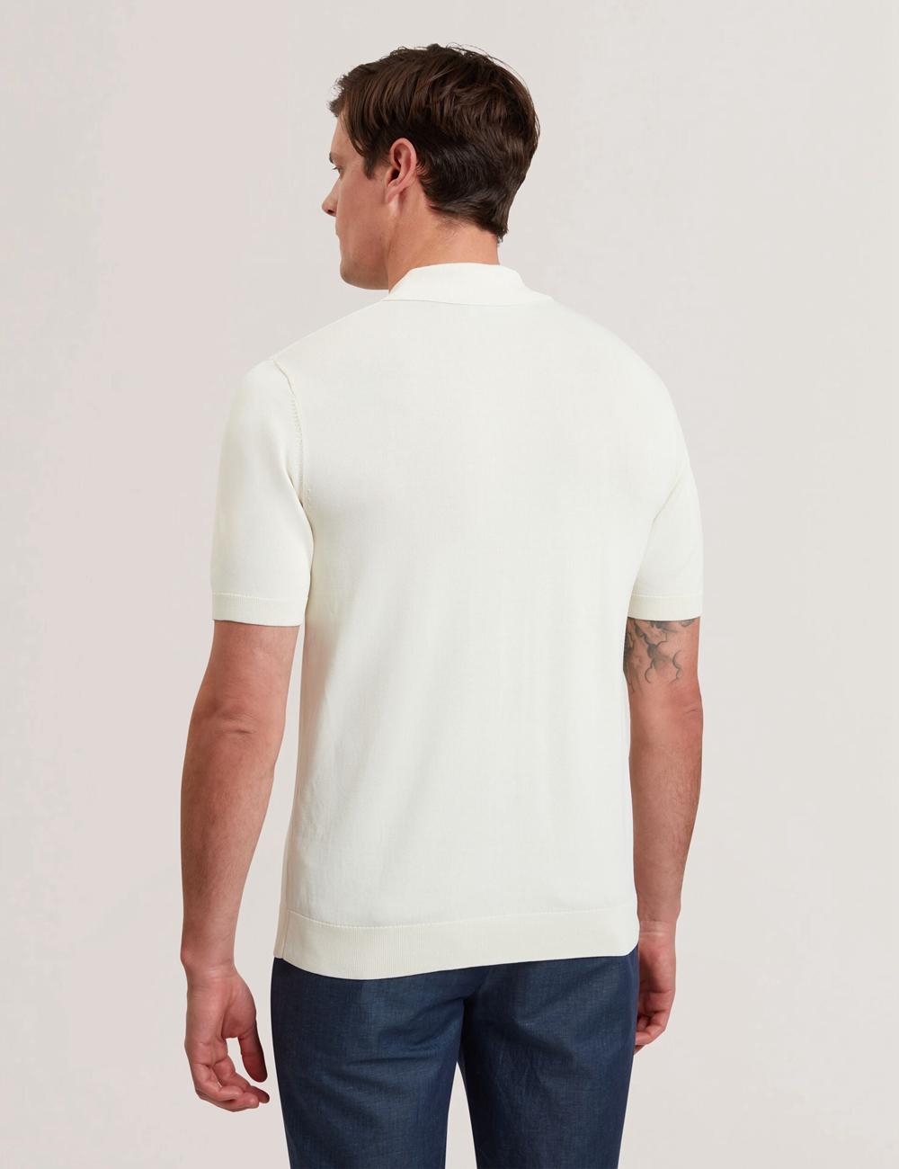 Men Ted Baker RUITS - Short Sleeve Floral Placement Polos Shirts Ecru | MQOF26179