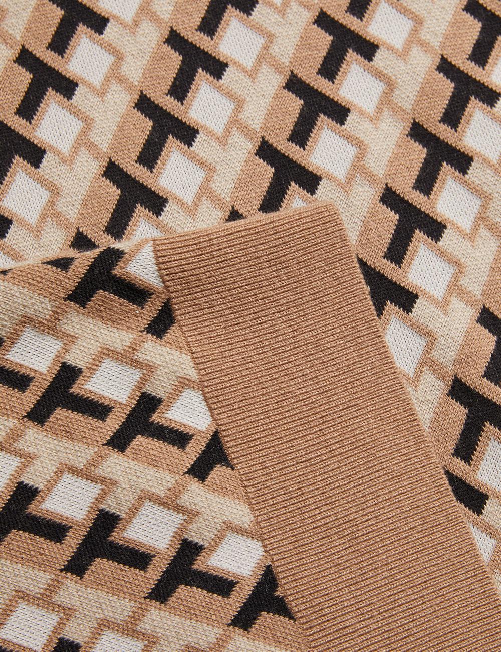 Men Ted Baker SEFERRY - Interlocking T Jacquard Knitted Polos Shirts Brown | QZDY54126