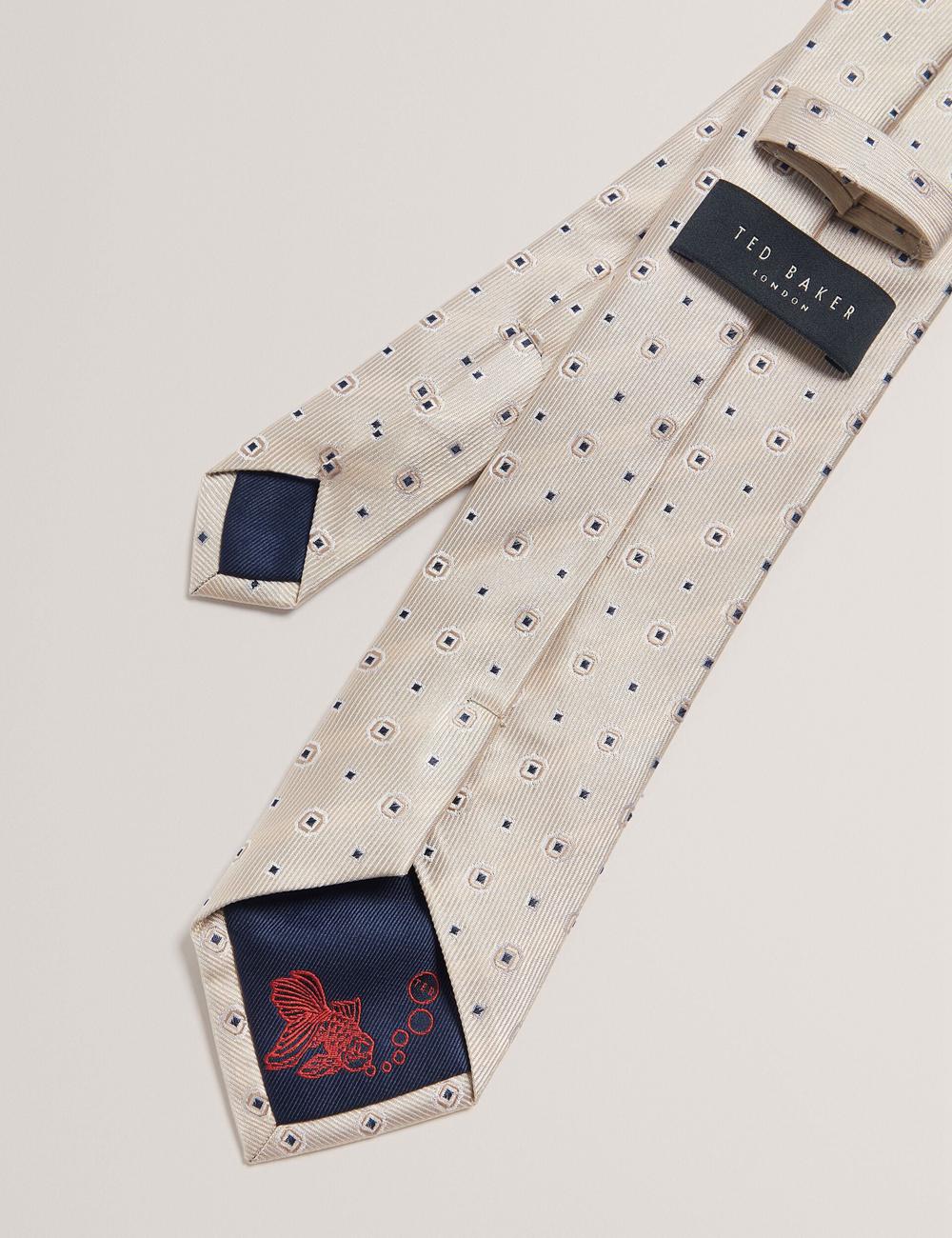 Men Ted Baker STEEPLE - Circle Geometric Print Silk Ties Stone | IQHW31709