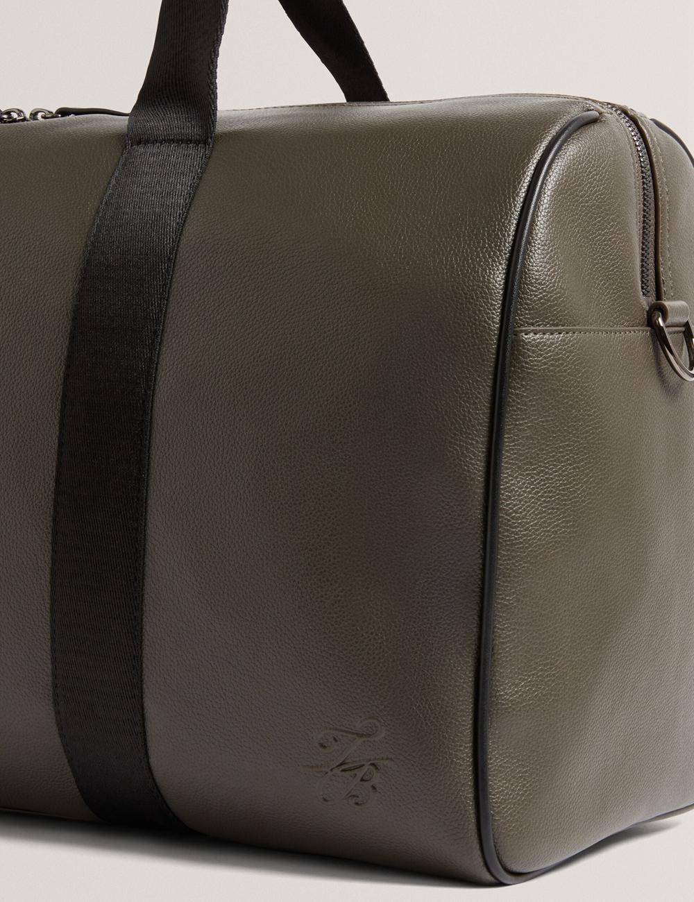 Men Ted Baker TAISON - Pebbled Faux Leather Holdall Bags Khaki | ELCK47362