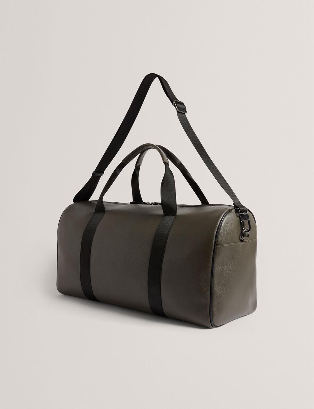 Men Ted Baker TAISON - Pebbled Faux Leather Holdall Bags Khaki | ELCK47362