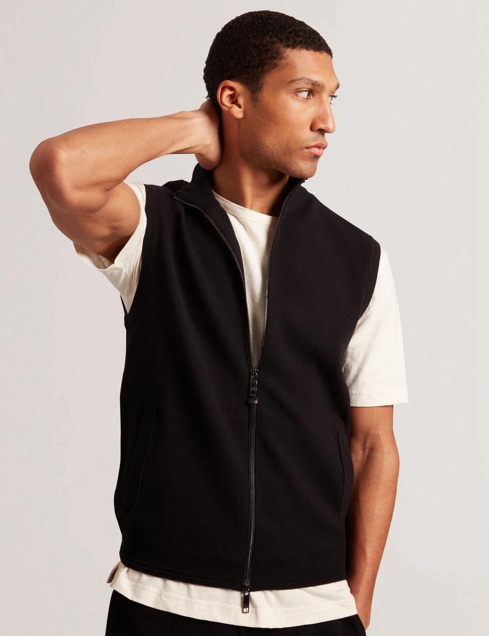 Men Ted Baker TERINCE - Zip-Through Funnel Neck Gillets Black | SINC21047