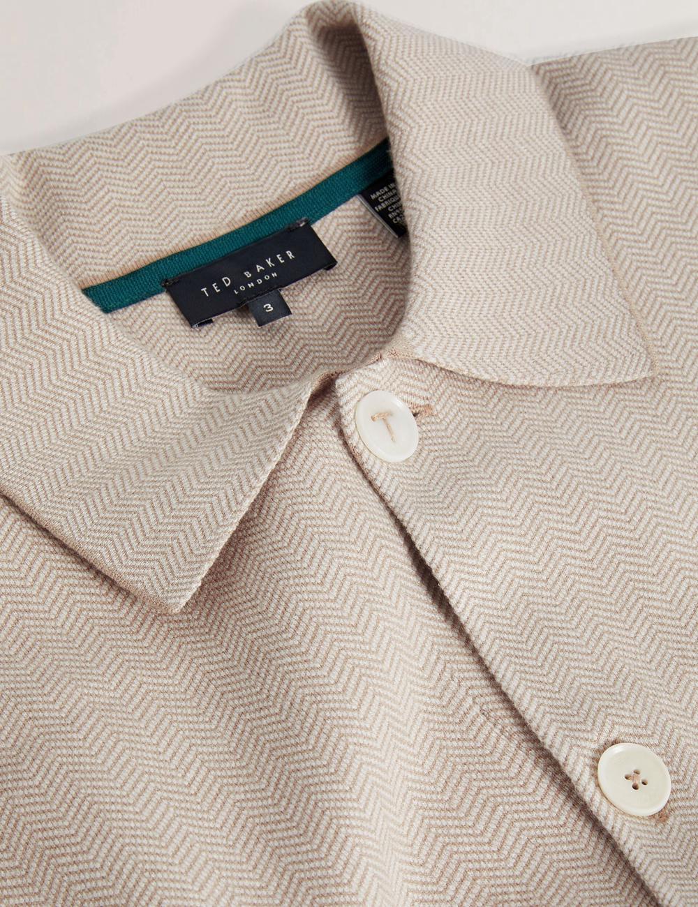 Men Ted Baker THIMON - Herringbone Knit Button-Up Jackets Taupe | OFYG15742