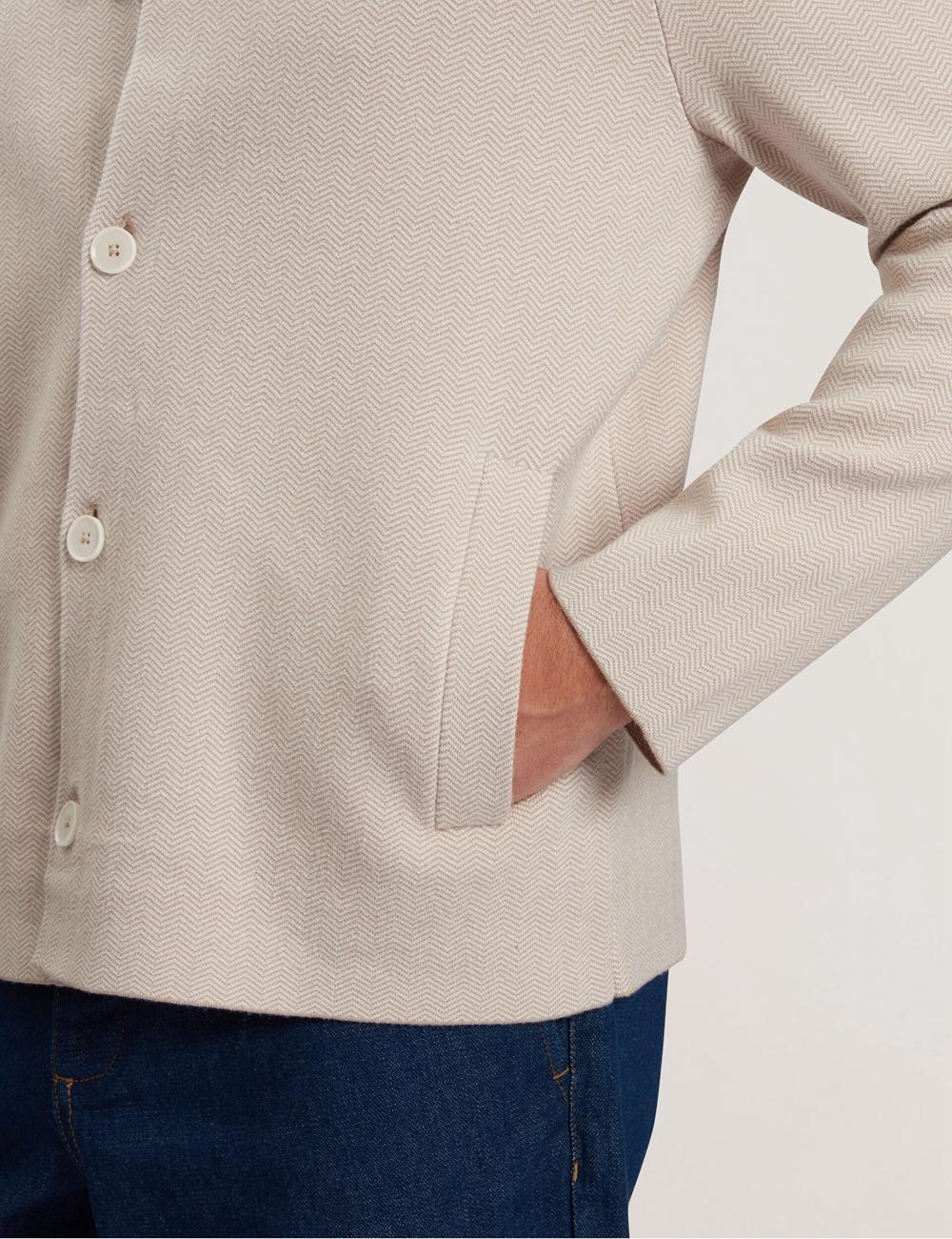 Men Ted Baker THIMON - Herringbone Knit Button-Up Jackets Taupe | OFYG15742