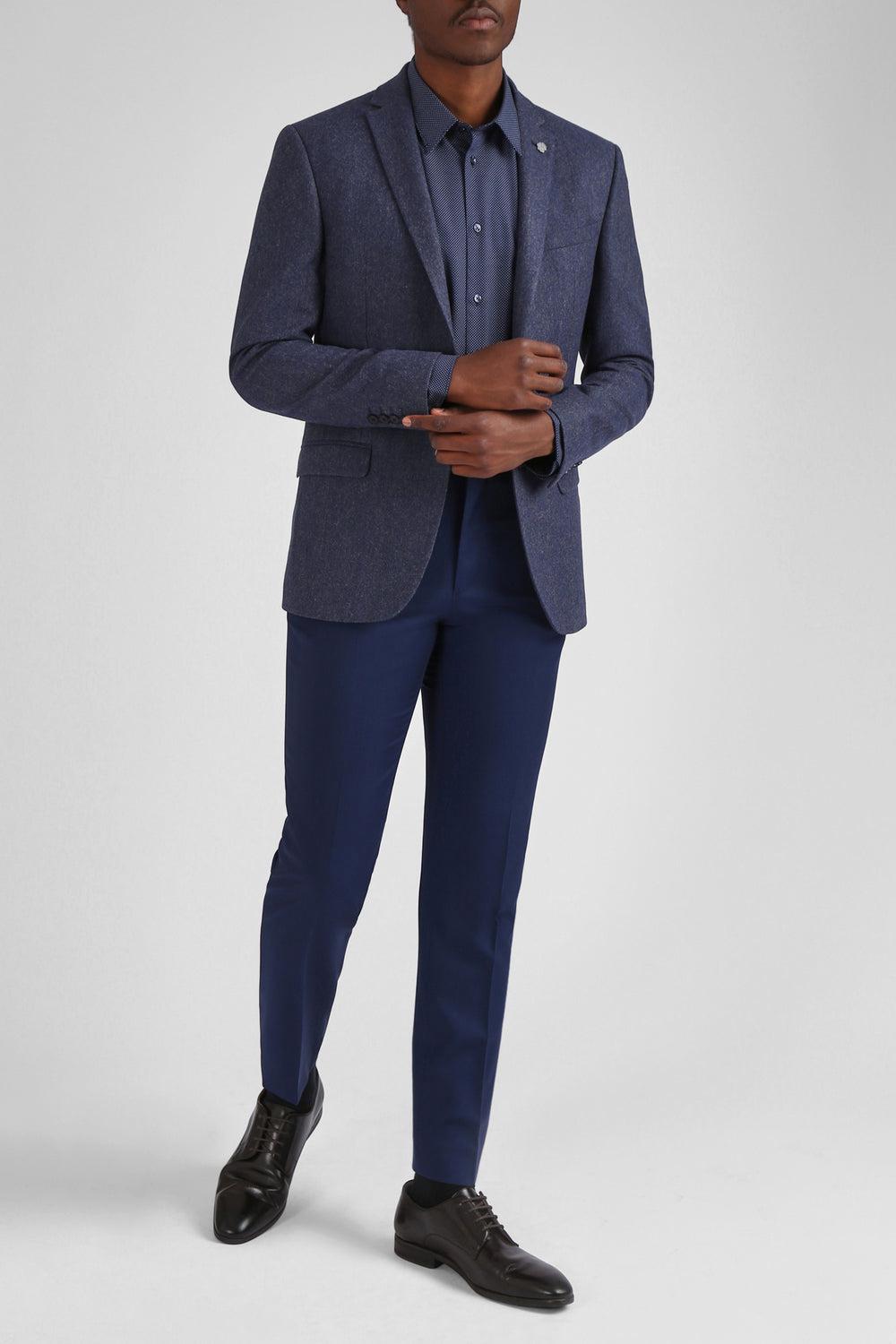 Men Ted Baker TIANJS - Textured Wool Blend Tailored Blazers Blue | GJYM26749