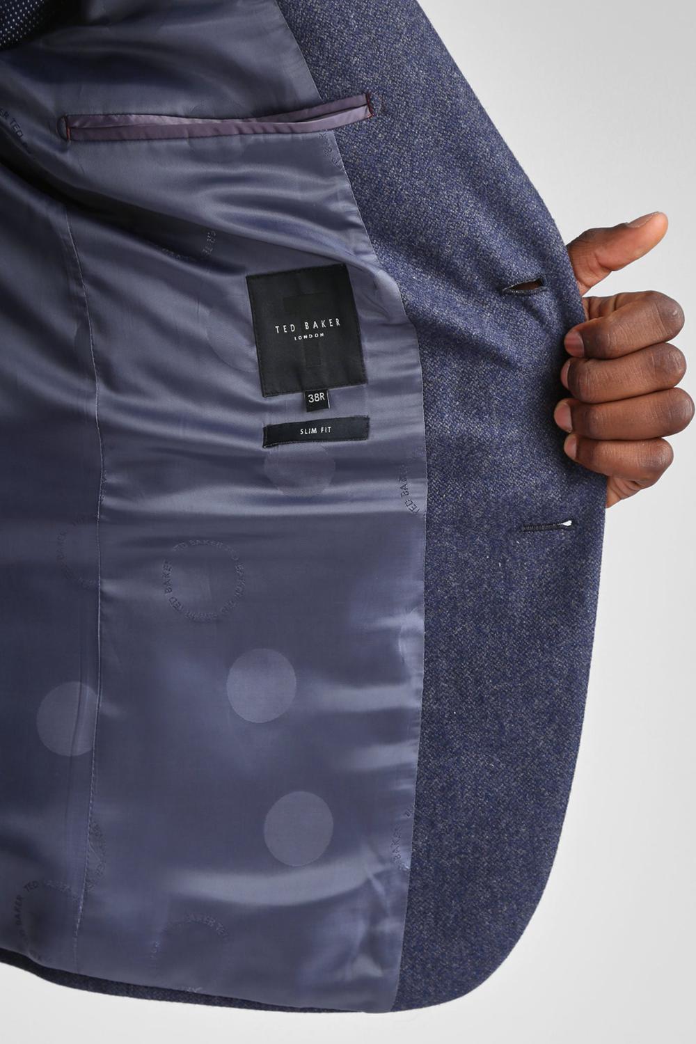 Men Ted Baker TIANJS - Textured Wool Blend Tailored Blazers Blue | GJYM26749