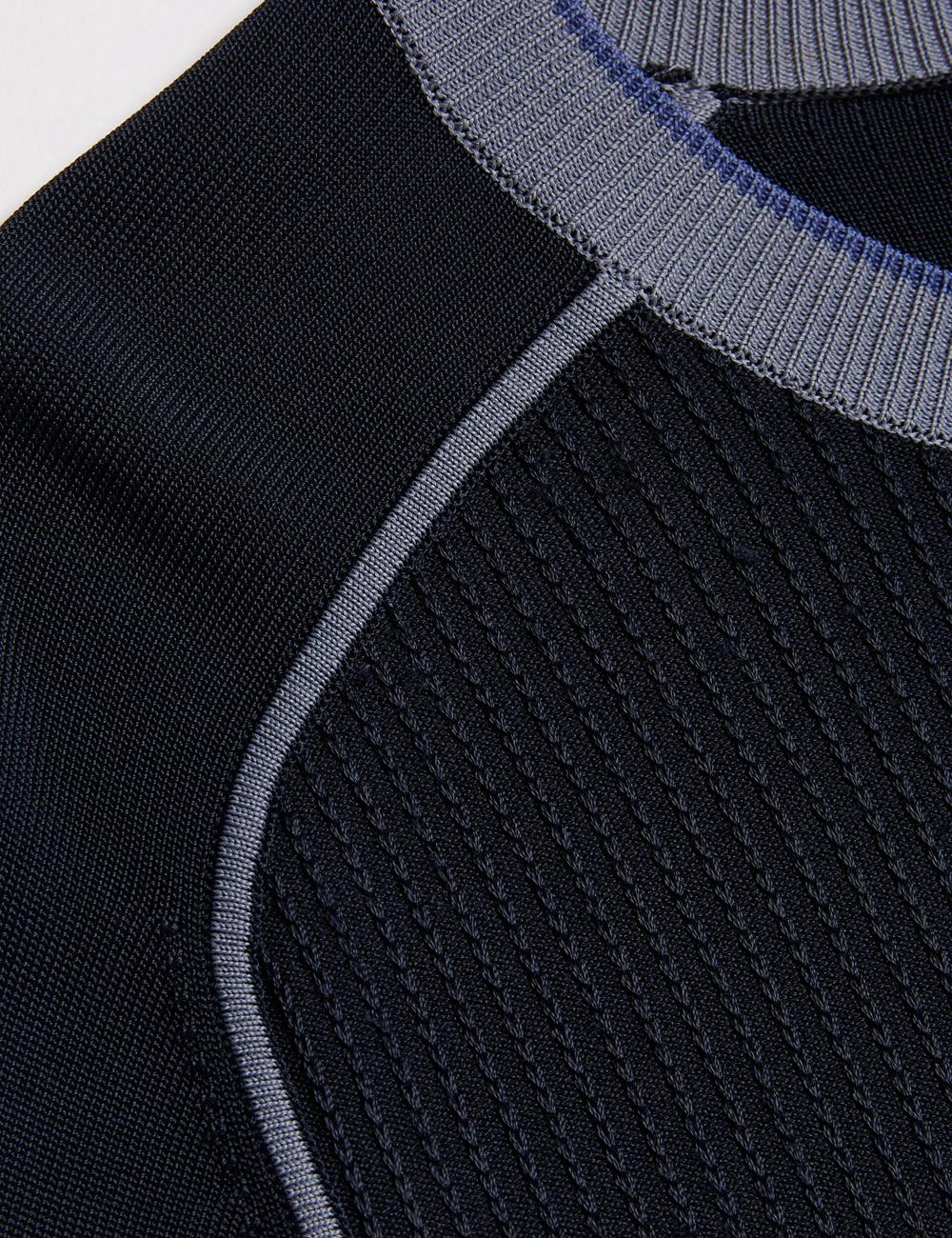 Men Ted Baker TOREZ - Long Sleeve Textured Knit Top Jumpers Navy | MYSJ09864