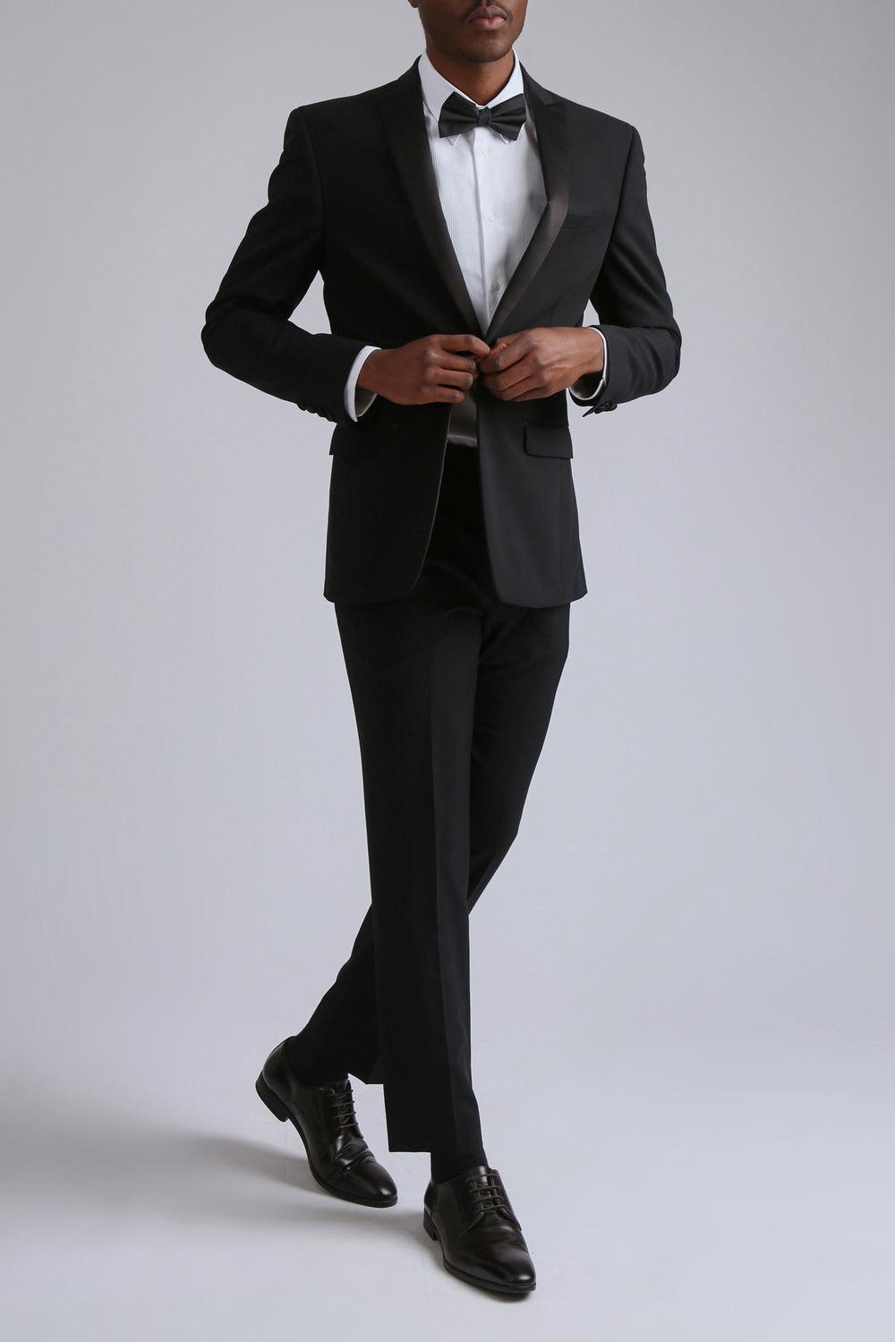 Men Ted Baker TUXEDO SLIM TS - Slim Fit Black Tuxedo Suit Trousers Black | GRTU27639