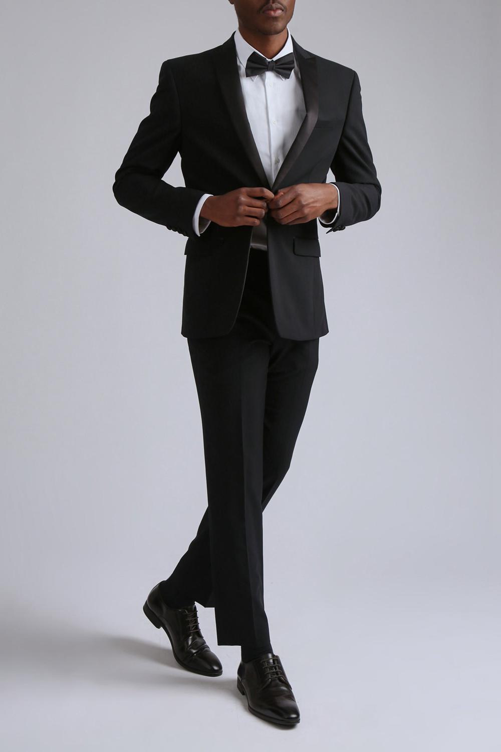 Men Ted Baker TUXEDO SLIM TS - Slim Fit Black Tuxedo Suit Trousers Black | GRTU27639