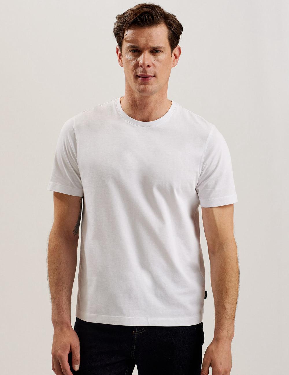 Men Ted Baker TYWINN - Classic Crew Neck Cotton T-Shirts White | VHKL08461
