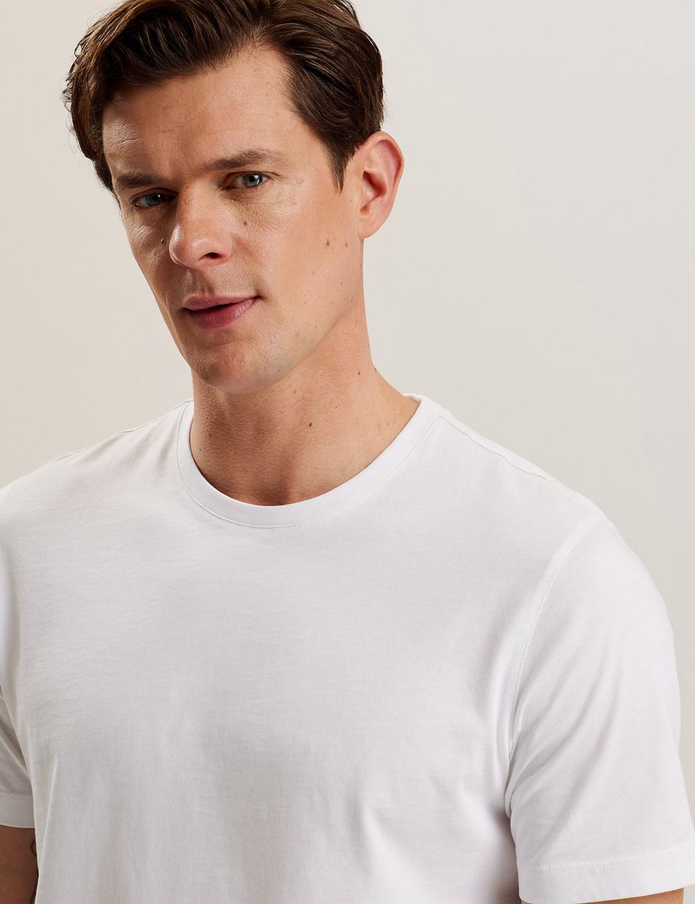Men Ted Baker TYWINN - Classic Crew Neck Cotton T-Shirts White | VHKL08461