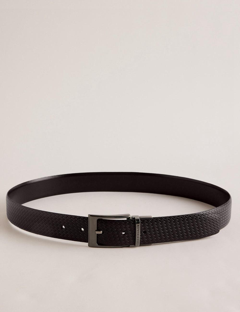 Men Ted Baker WAIDE - Woven Texture Leather Belts Brown | EHUD68310