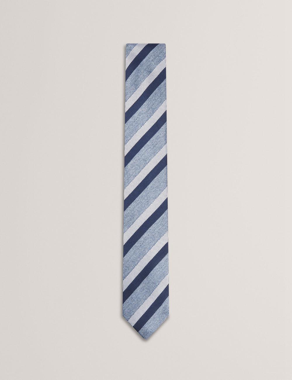 Men Ted Baker WEISMUL - Textured Mixed Stripe Silk Ties Navy | FKSX60243