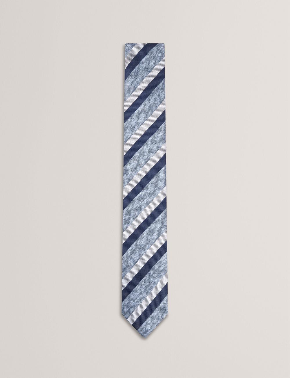 Men Ted Baker WEISMUL - Textured Mixed Stripe Silk Ties Navy | FKSX60243
