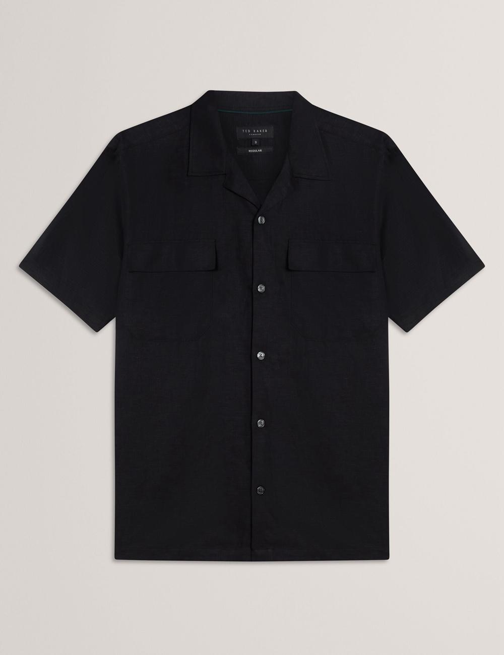 Men Ted Baker WHETHER - Short Sleeve Regular Fit Double Pocket Casual Shirts Black | JKTC18603