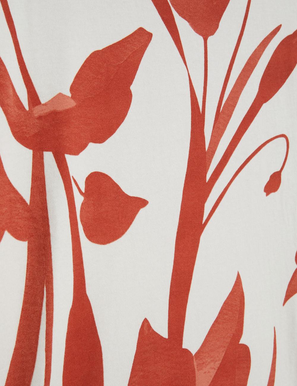 Men Ted Baker YIANNOS - Floral Print Heavyweight Cotton T-Shirts Red | HFNI76508