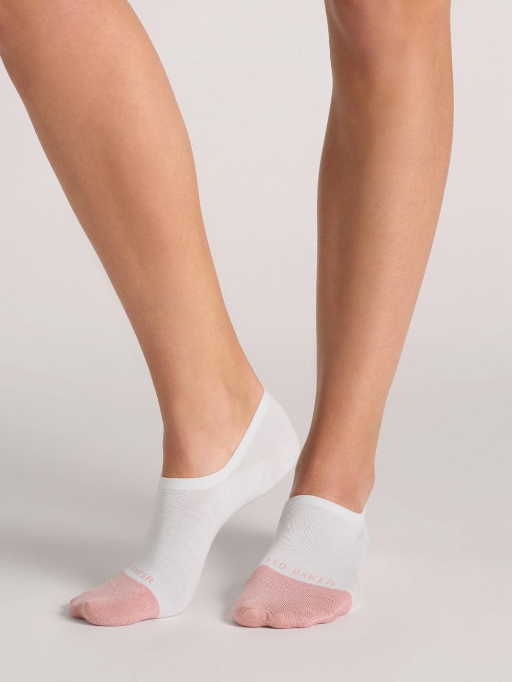 Women Ted Baker 3 Pack Contrast Toe Liner Trainer Socks White | ZPLR36784