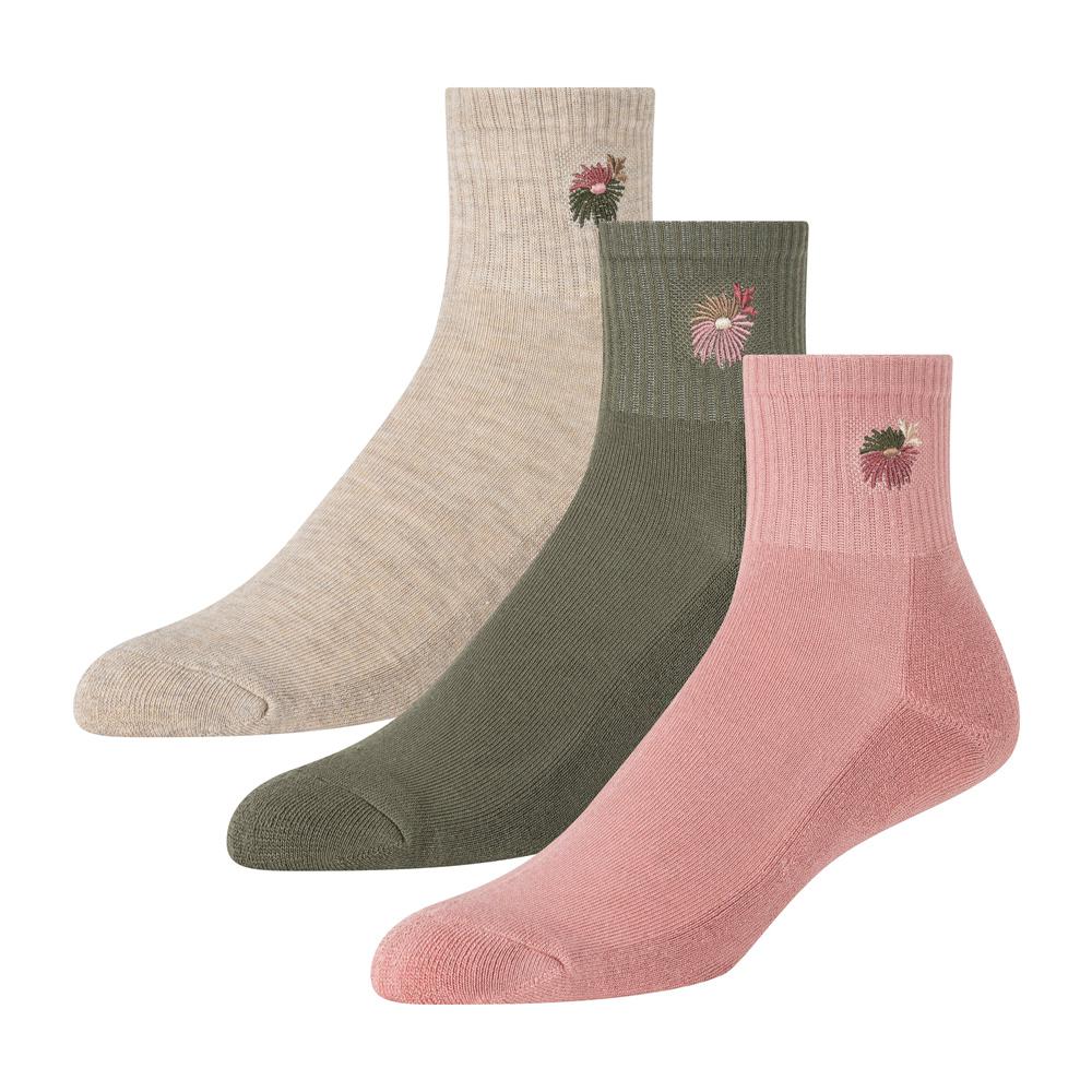 Women Ted Baker 3 Pack Cushioned Sole High Ankle Crew Socks Pink | GODN49723