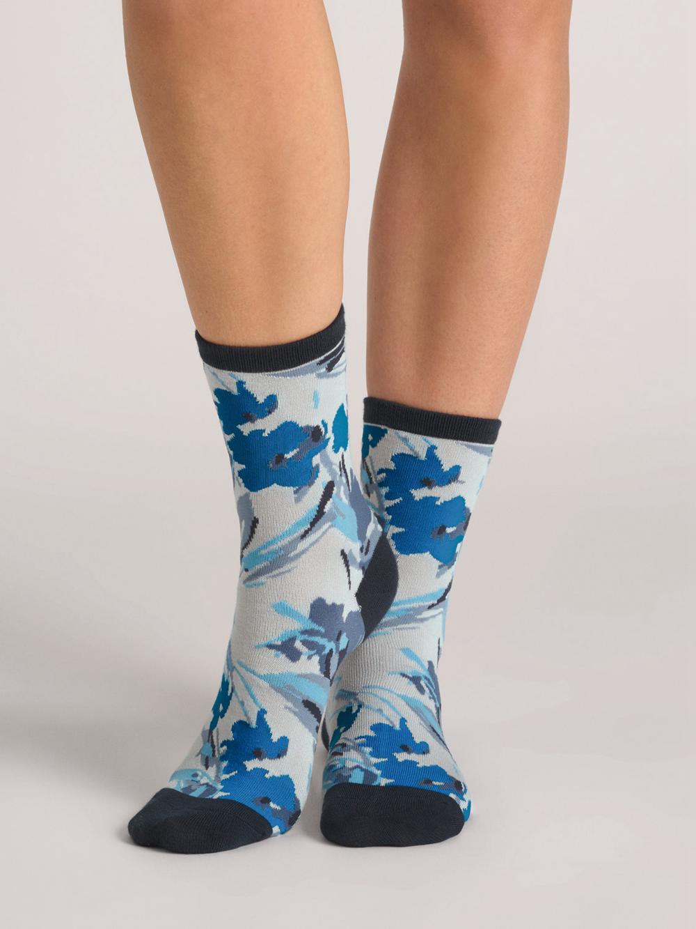 Women Ted Baker 3 Pack Mixed Floral Rayon Crew Socks Blue | LOIN63098