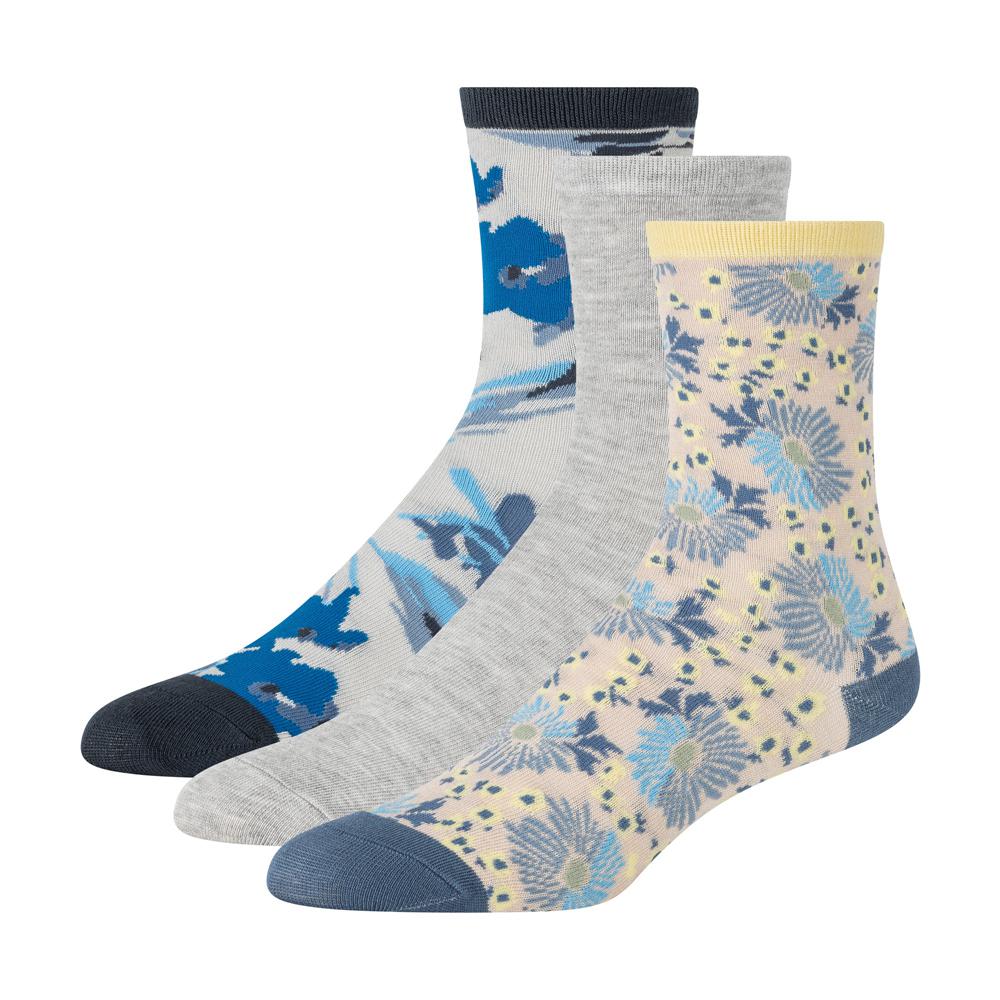 Women Ted Baker 3 Pack Mixed Floral Rayon Crew Socks Blue | LOIN63098