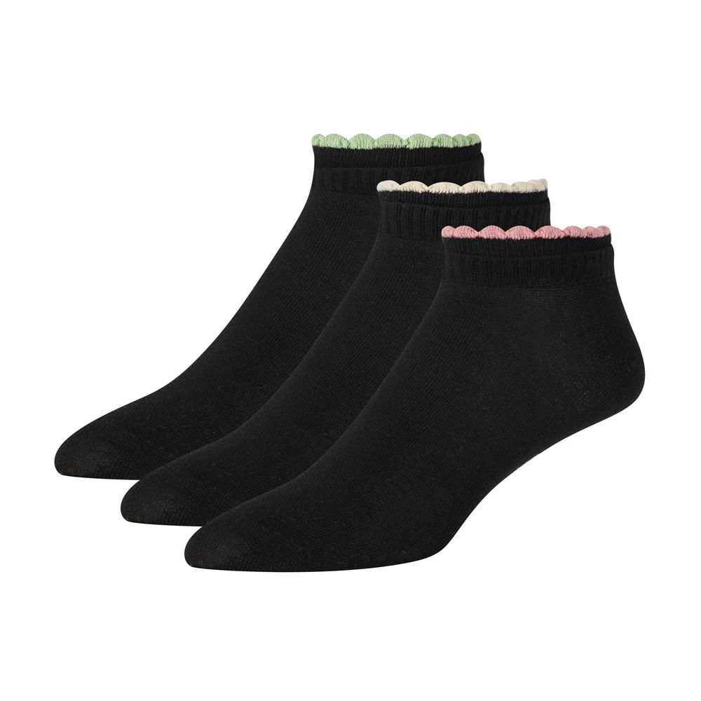 Women Ted Baker 3 Pack Scalloped Low Cut Ankle Socks Black | BKEG81902