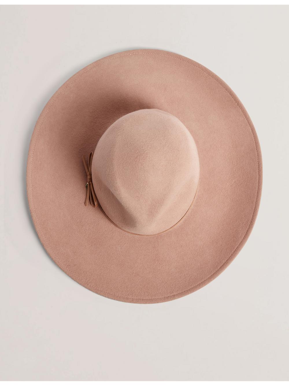 Women Ted Baker ABBIIIO - Bow Detail Pure Wool Fedora Hats Tan | YBDM26874