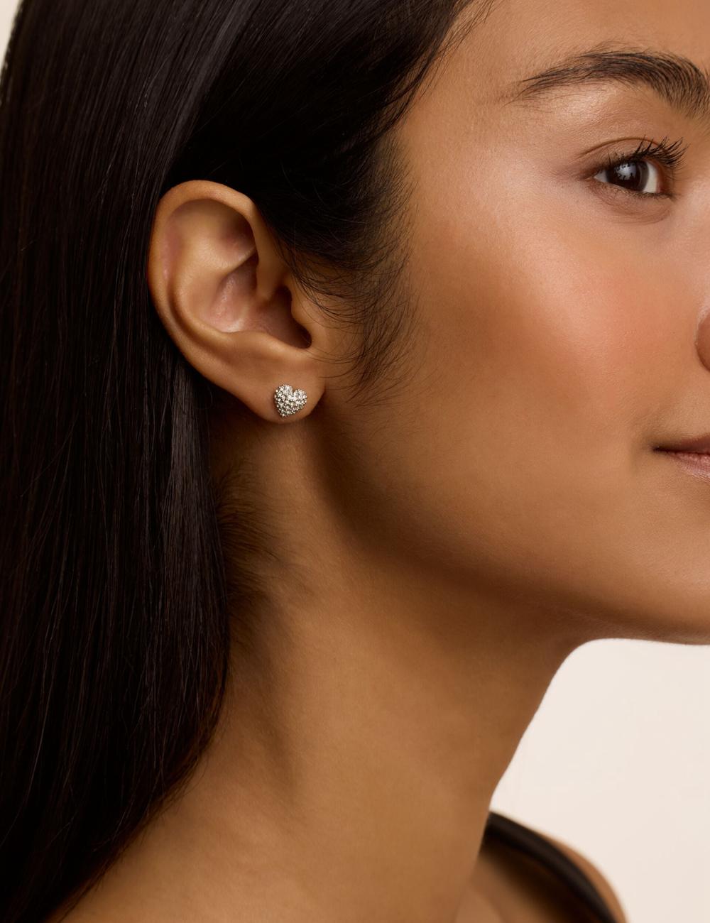Women Ted Baker ADORAA - Crystal Heart Stud Earrings Silver | VXCP80267