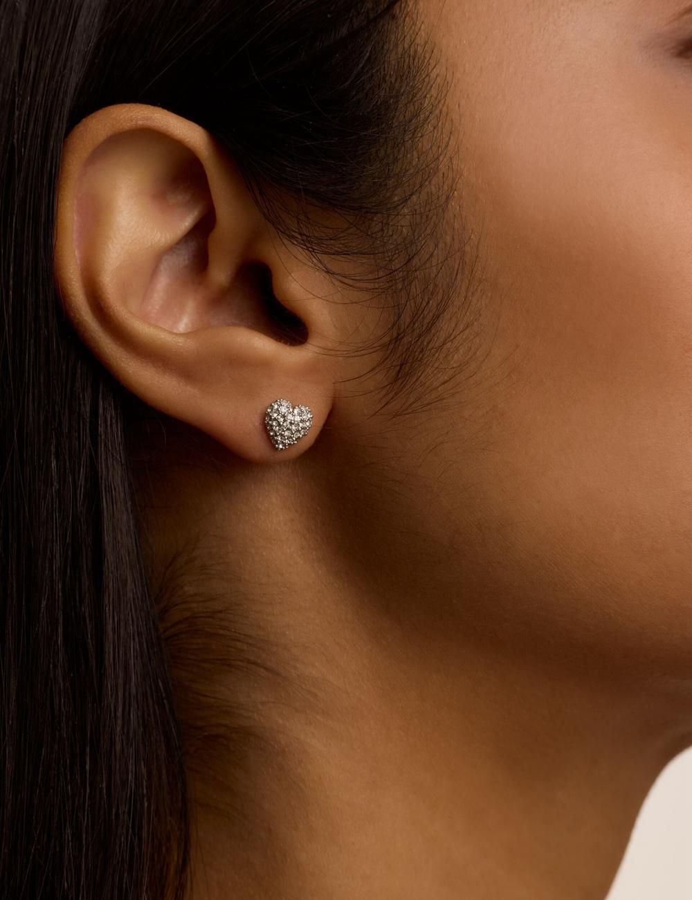Women Ted Baker ADORAA - Crystal Heart Stud Earrings Silver | VXCP80267