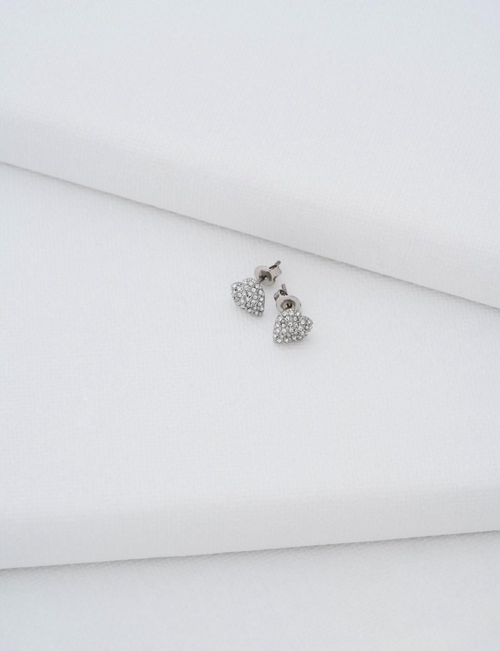 Women Ted Baker ADORAA - Crystal Heart Stud Earrings Silver | VXCP80267