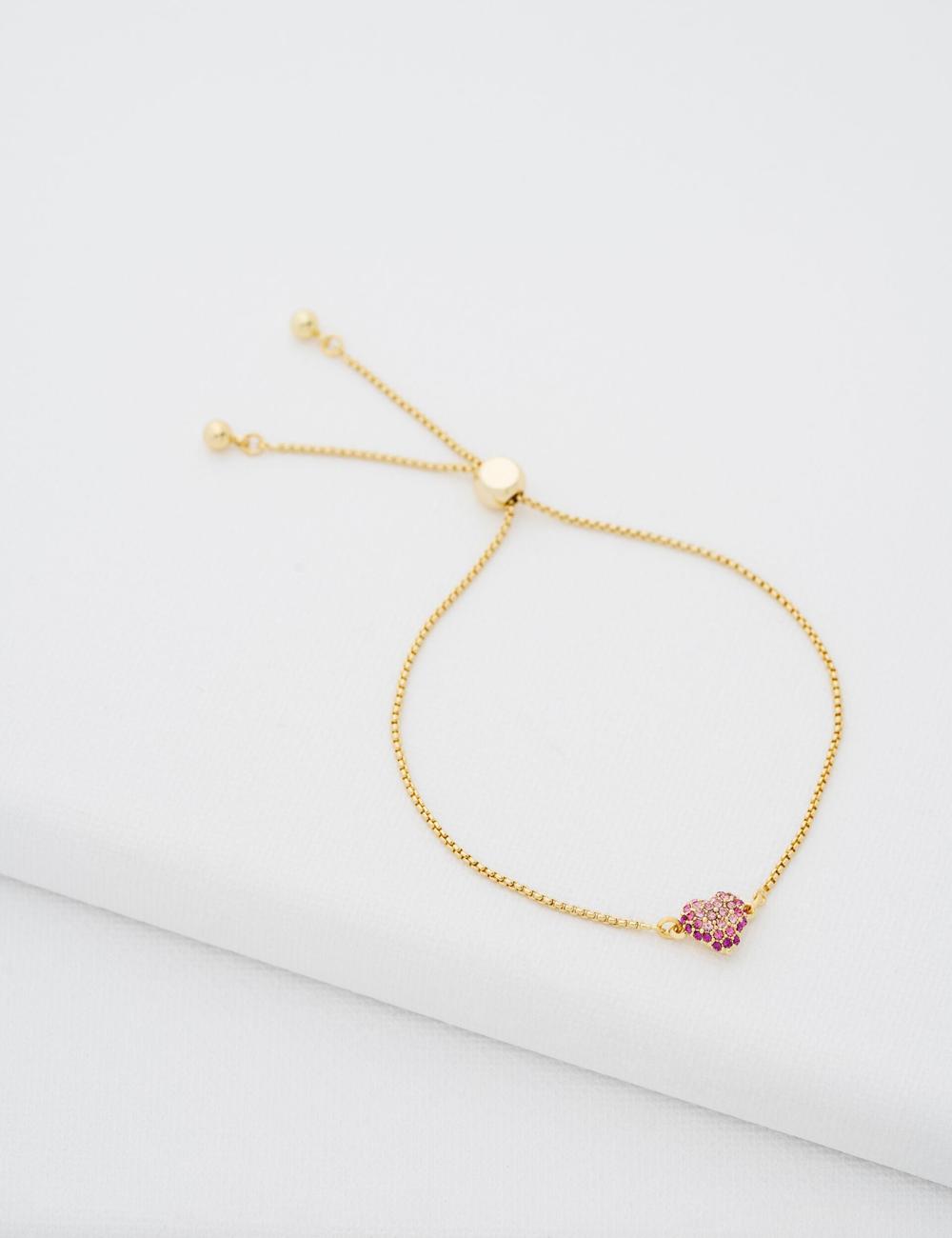 Women Ted Baker ADORIA - Mini Crystal Heart Adjustable Bracelets Gold | QNVZ15648