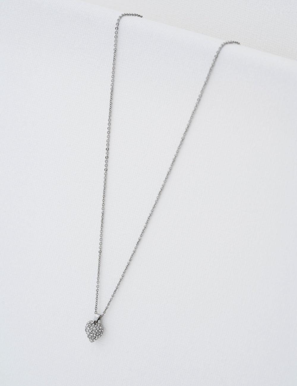 Women Ted Baker ADORINA - Mini Crystal Heart Pendant Necklaces Silver | NGJW46052