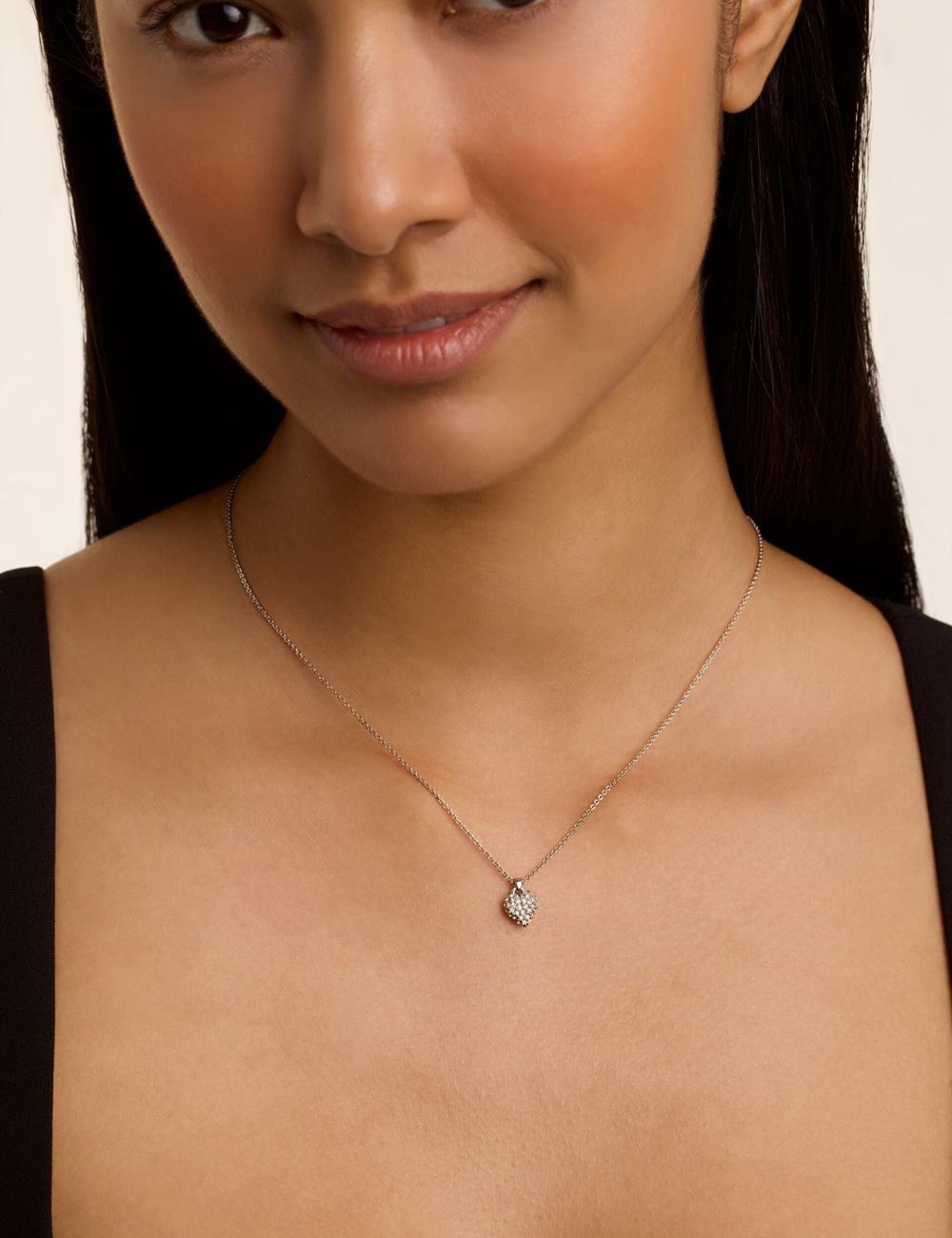 Women Ted Baker ADORINA - Mini Crystal Heart Pendant Necklaces Silver | NGJW46052